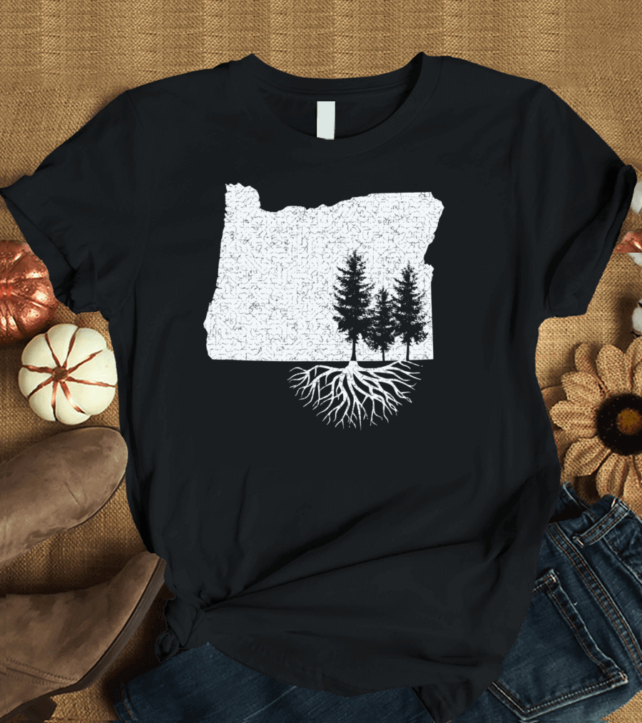 Oregon State Roots Map with Trees and Roots T-Shirt