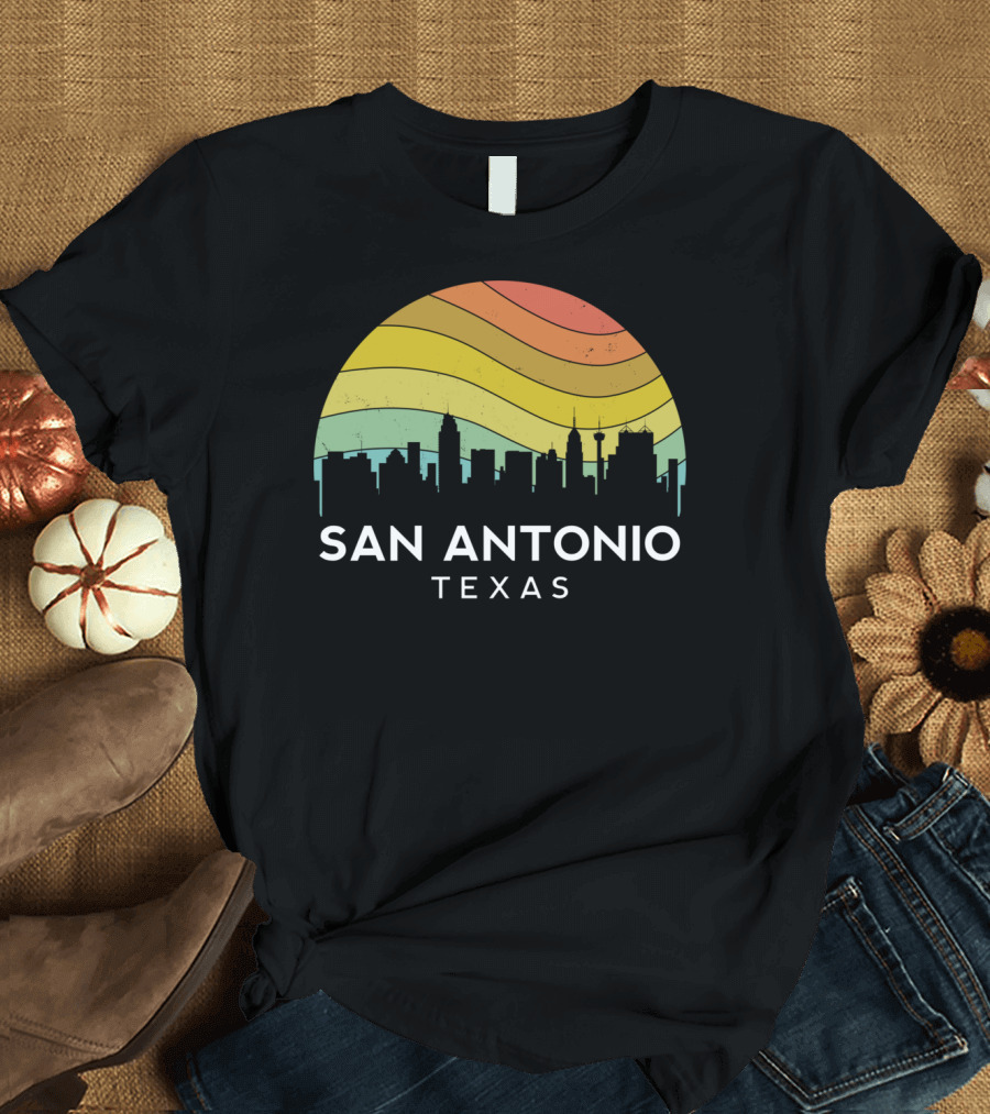 San Antonio Texas Retro Vintage Skyline Lone Star T-Shirt