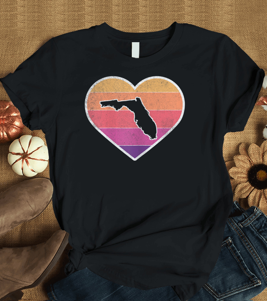 Florida Love Heart Retro Sunset T-Shirt