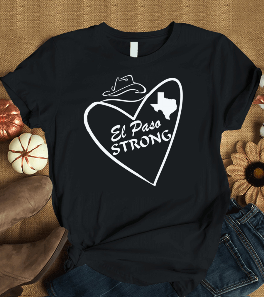 El Paso Strong Heart Texas Map Stetson Hat T-Shirt