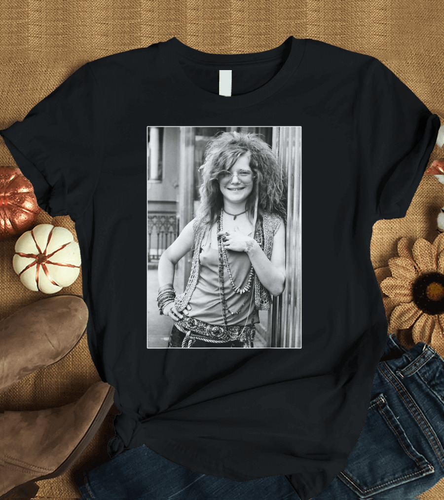 Retro Janis Joplin Funny Legends Never Die Iconic Black and White Photography T-Shirt