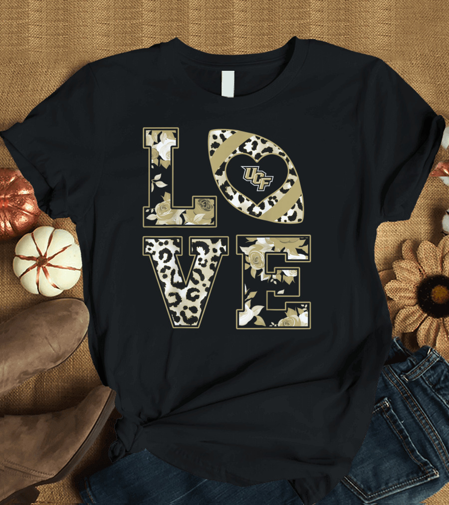 UCF Knights Football Love Floral Leopard T-Shirt