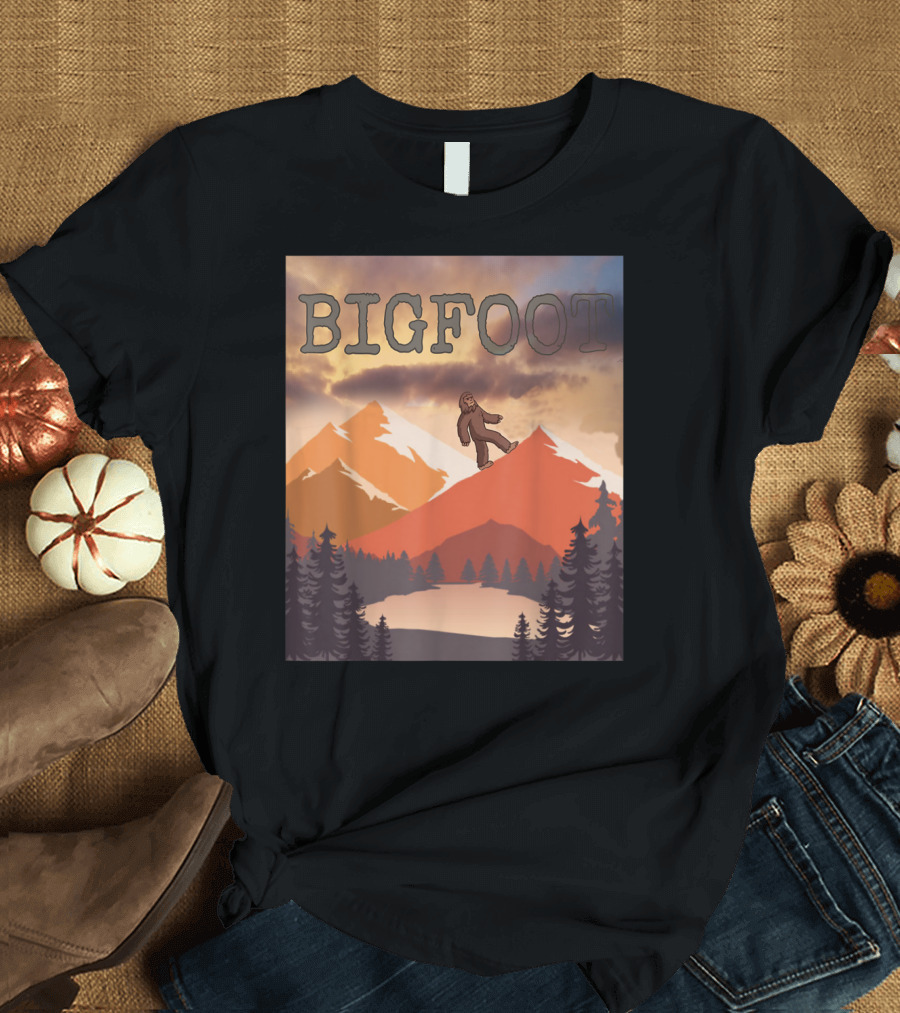 Big Mountains Trees Bigfoot Hiking Scenery T-Shirt