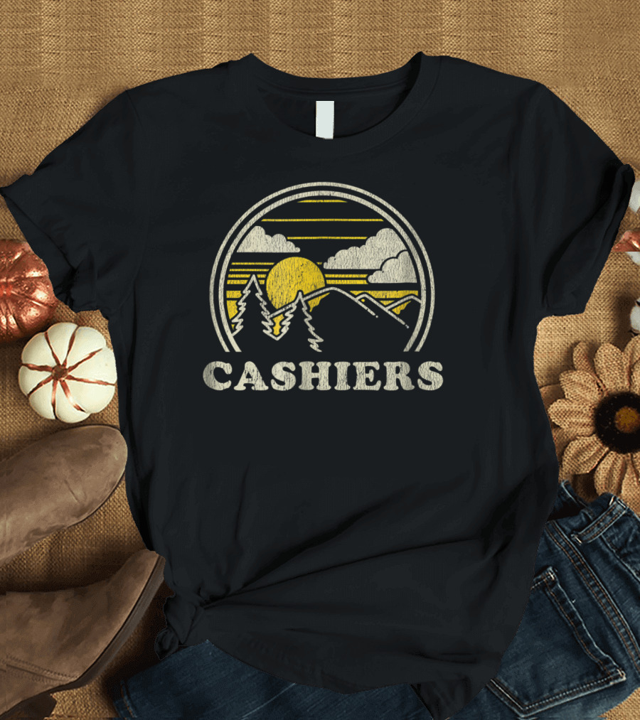 Cashiers North Carolina Vintage Hiking Scene T-Shirt
