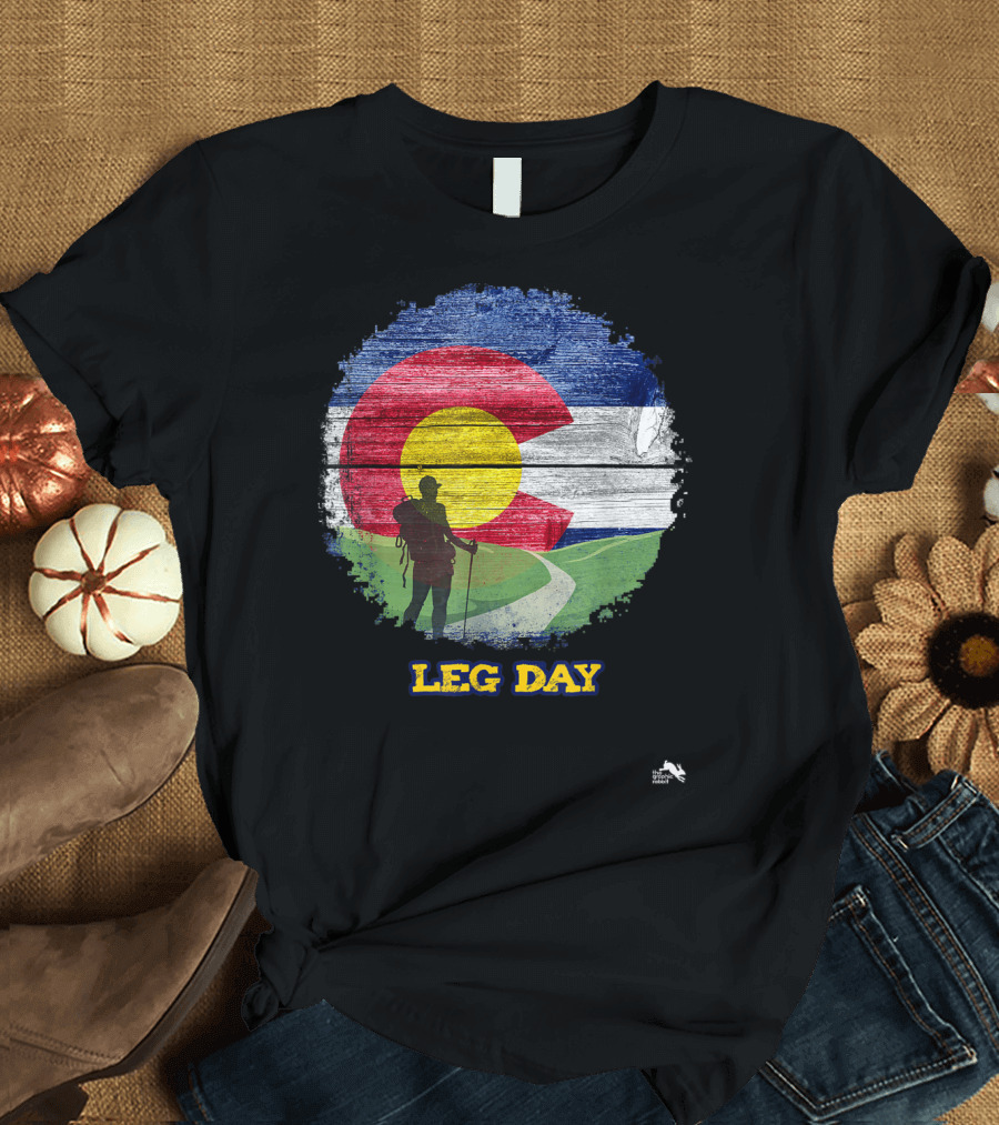 Colorado Flag Hiking Leg Day Adventure T-Shirt