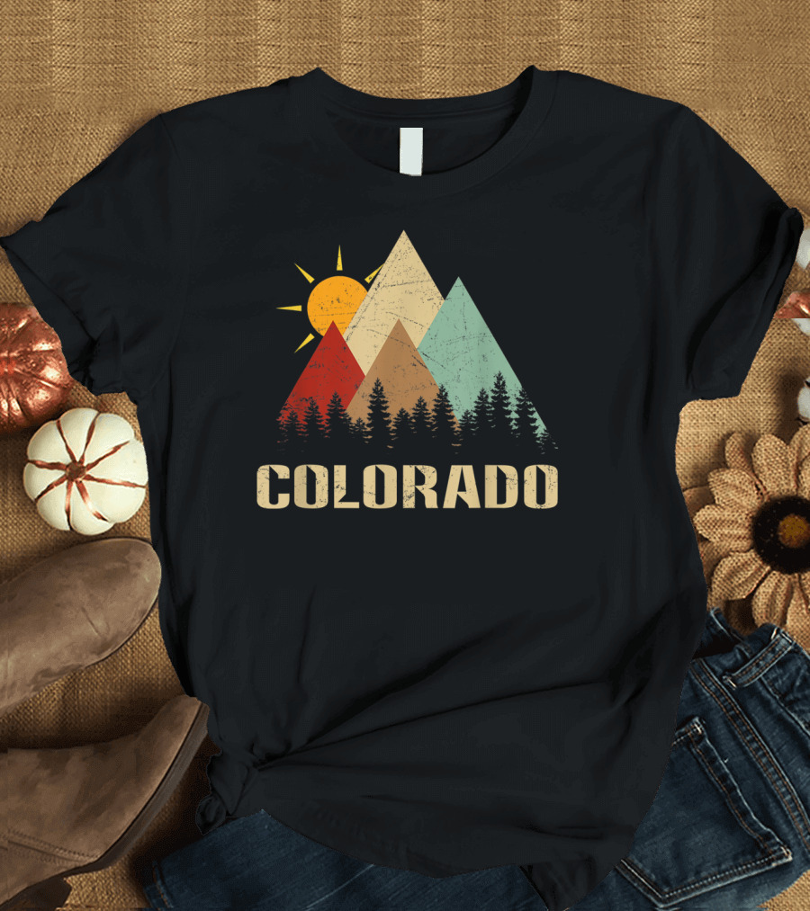 Colorado Rocky Mountain Sun Boulder Hiking Evergreen T-Shirt