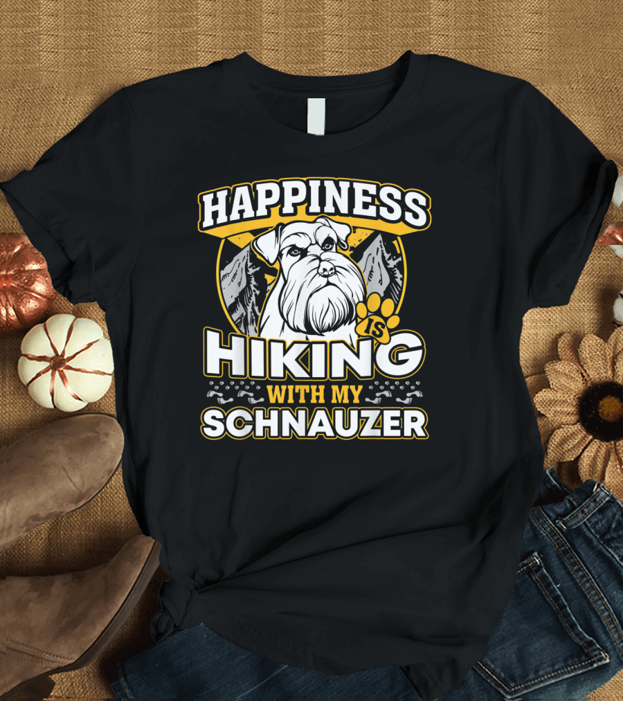 Happiness Is Hiking With My Schnauzer Mountain Adventure T-Shirt