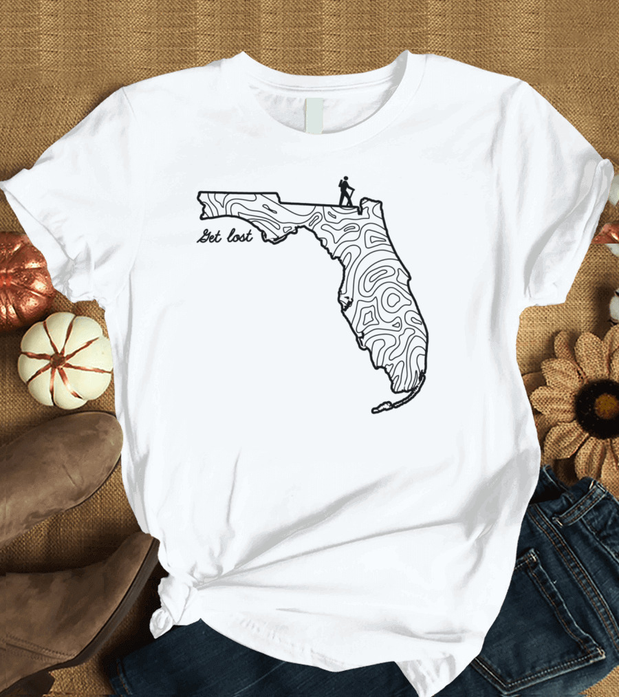 Get Lost Hiker Florida State Hiking Map T-Shirt