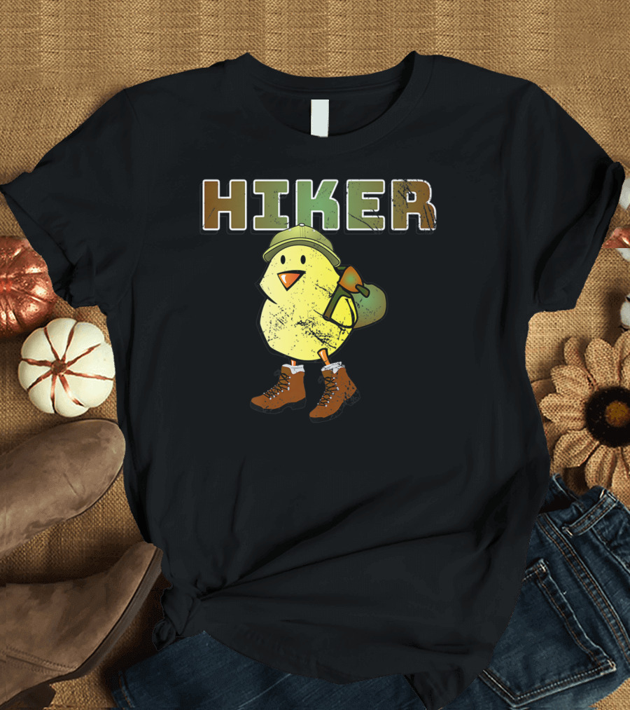 Hiker Chick Adventure in Hiking Boots and Hat T-Shirt