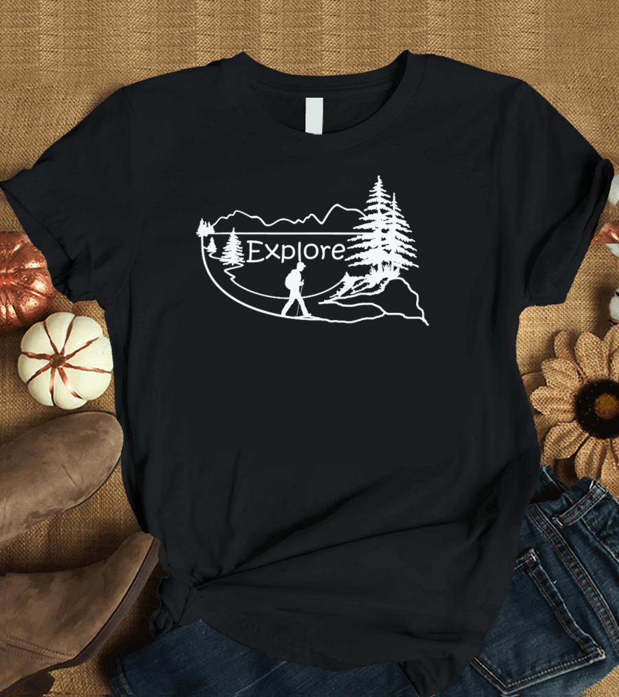 Men's Hiking Adventure Explore Nature Hiker Clothing T-Shirt