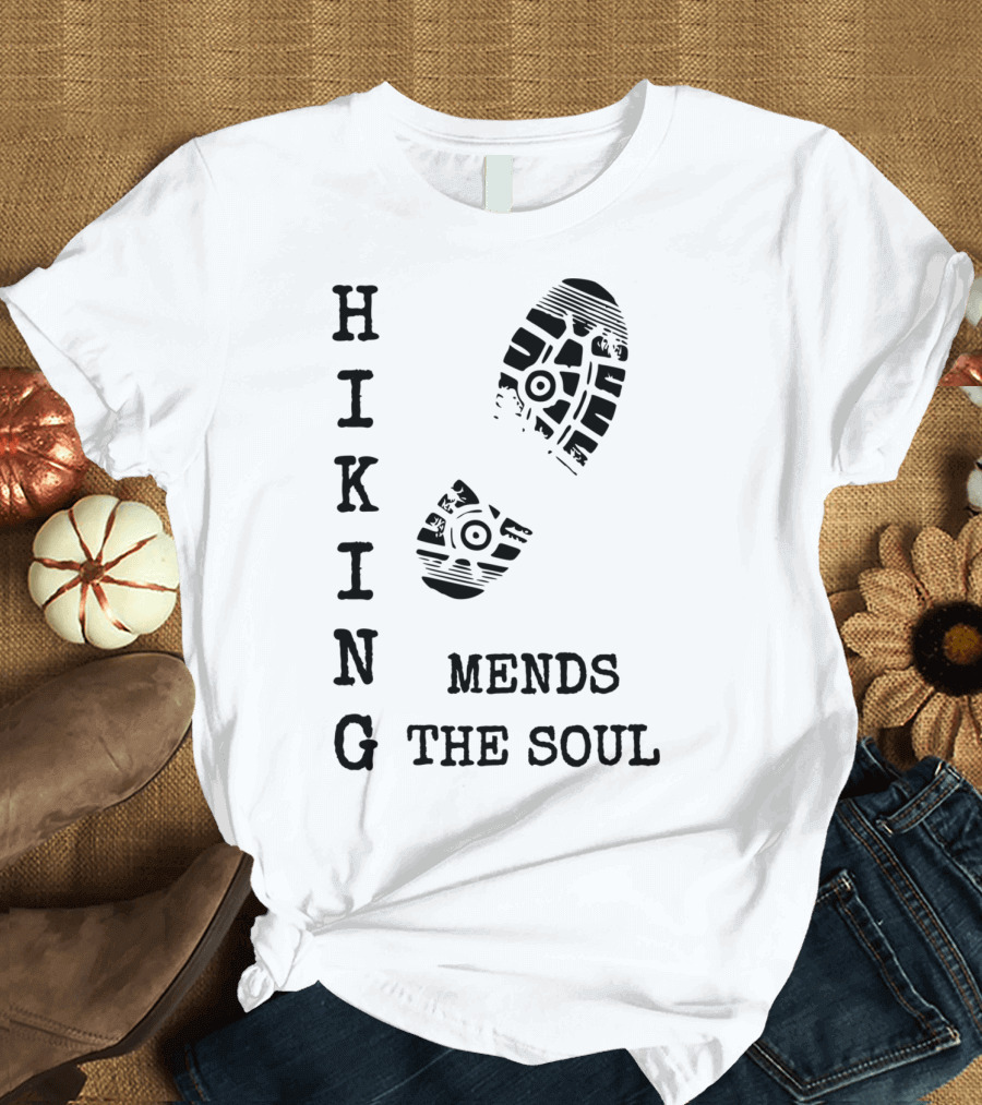 Hiking Mends The Soul Boot Print T-Shirt