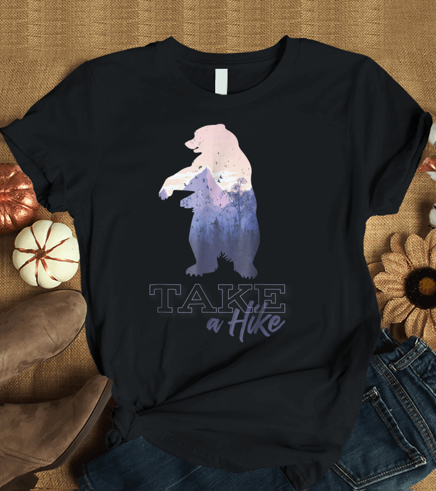 TAKE a Hike Bear Silhouette Nature Scene T-Shirt