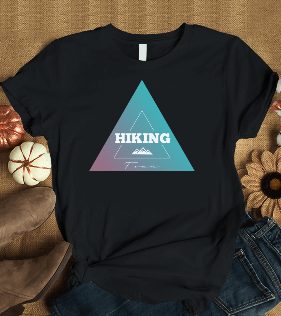 Hiking Team Mountain Triangle Retro Gradient T-Shirt