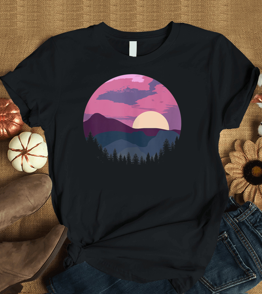 Outdoor Lovers Hiking Mountain Sunset Adventure T-Shirt
