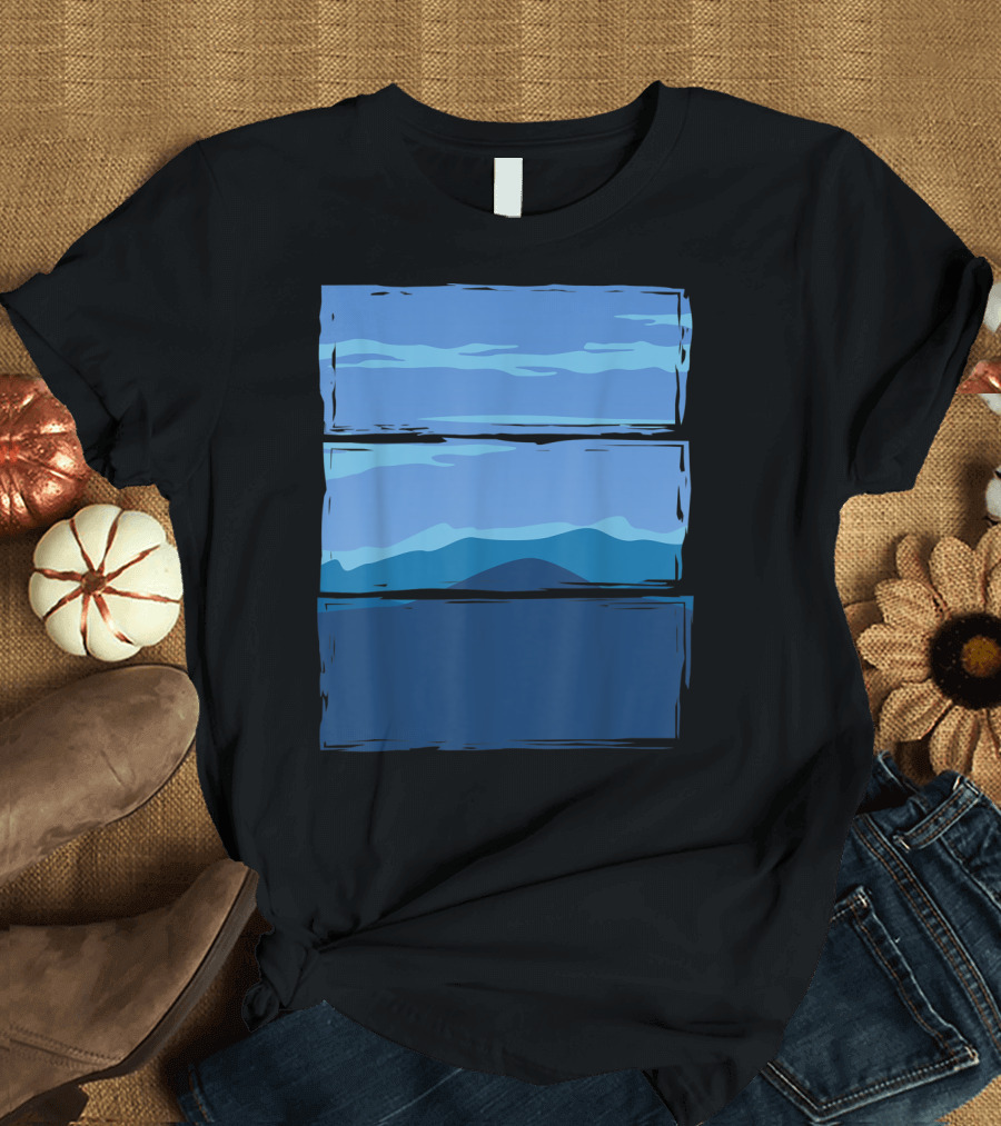 Outdoor Sunset Vintage Style Hiking Mountains Blue Layers T-Shirt