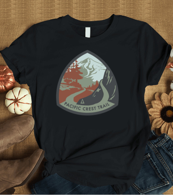 T-Shirt: Pacific Crest Trail Logo Patch Mountain Pathway and Pines T-Shirt Pacific Crest Trail Logo Patch Mountain Pathway and Pines T-Shirt