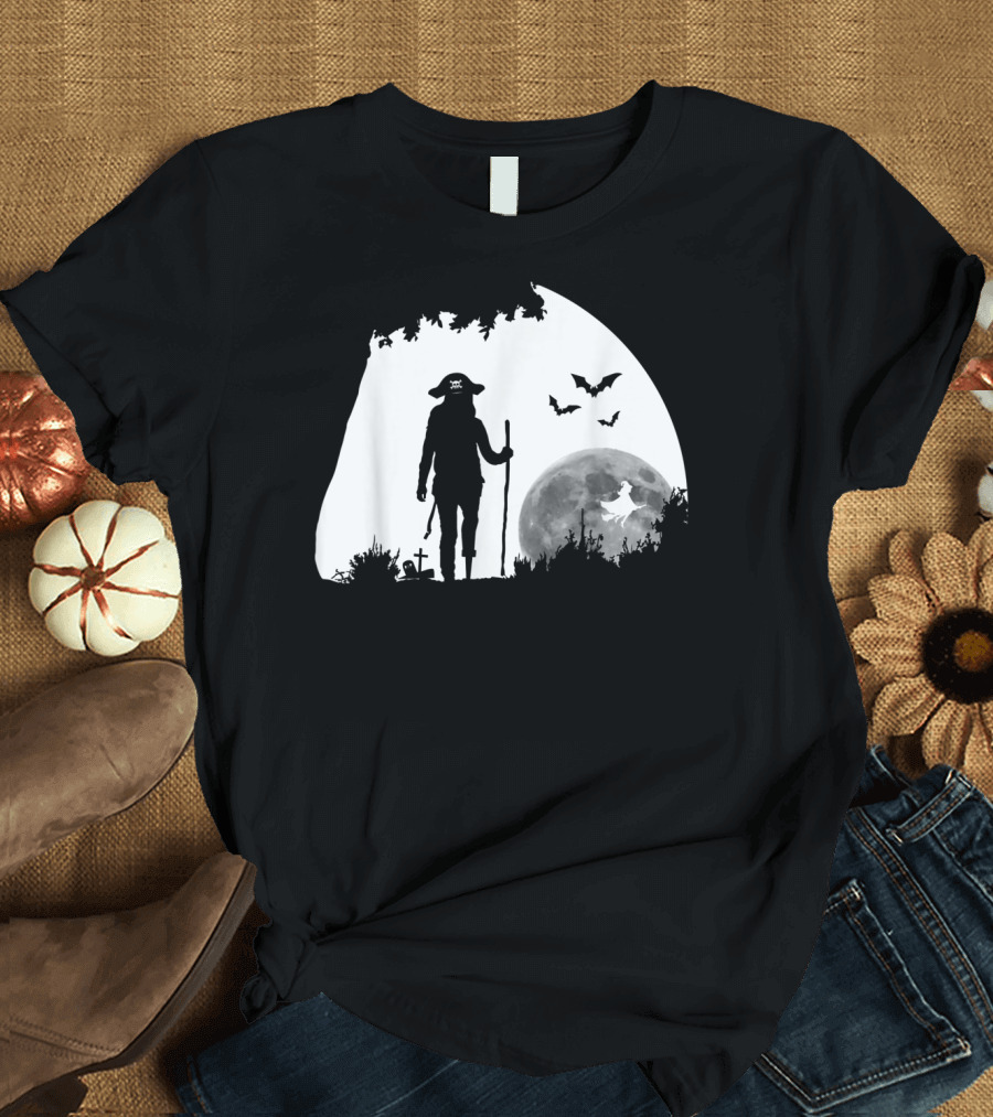 Pirate Hiking Halloween Walk with Moon Bats and Witch T-Shirt