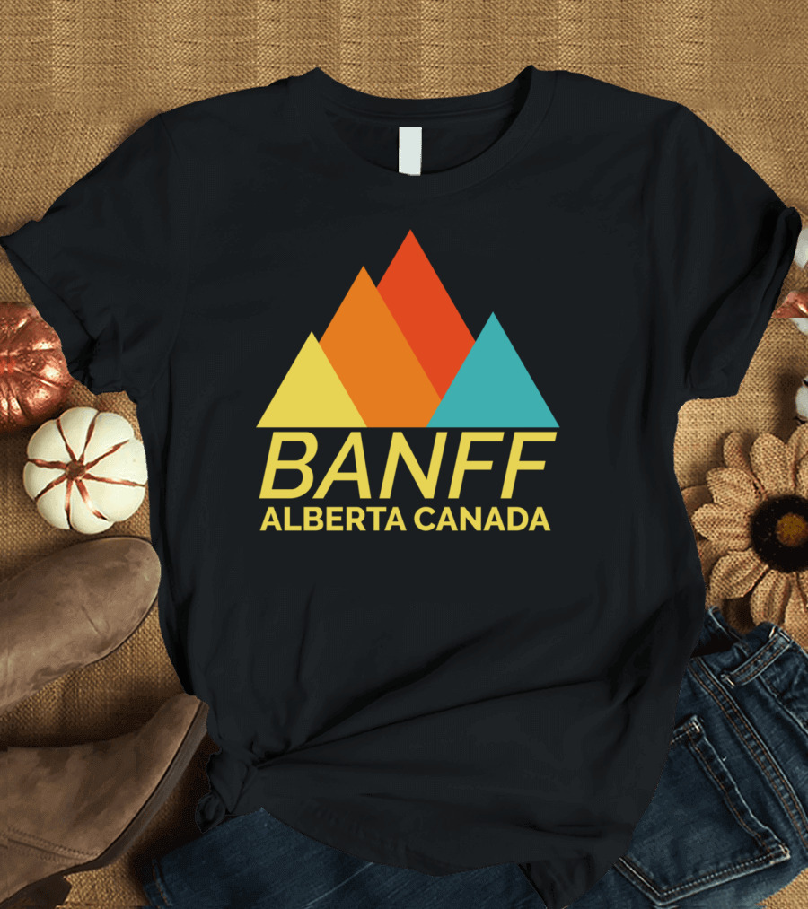 Banff Alberta Canada Retro Mountain Hiker T-Shirt