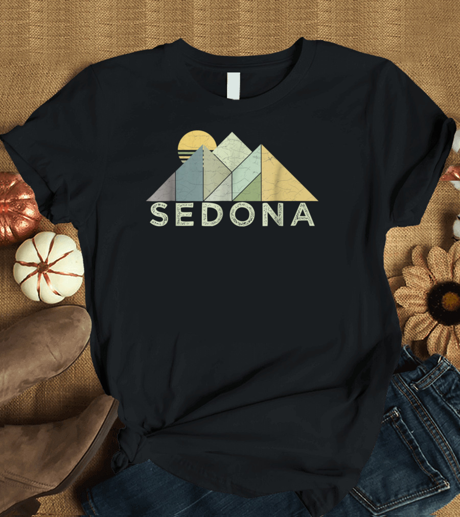 Sedona Arizona Retro Distressed Hiking Mountain Sun T-Shirt