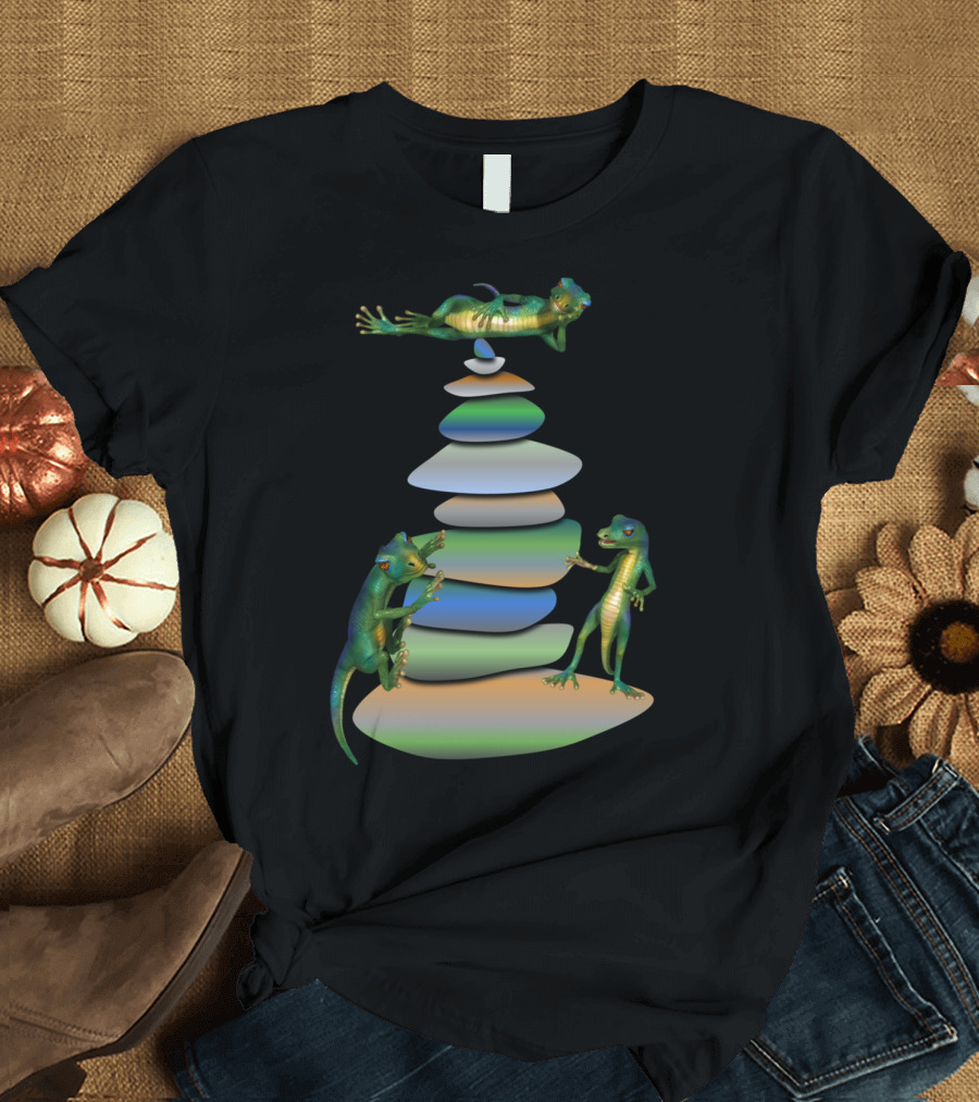 Rock Stacking Lizard Cairn Hiking Adventure T-Shirt
