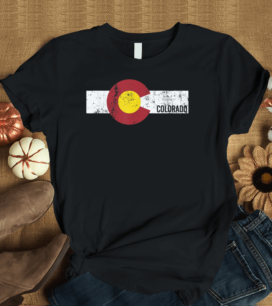 Colorado Flag Vintage Hiking Ski Adventure T-Shirt