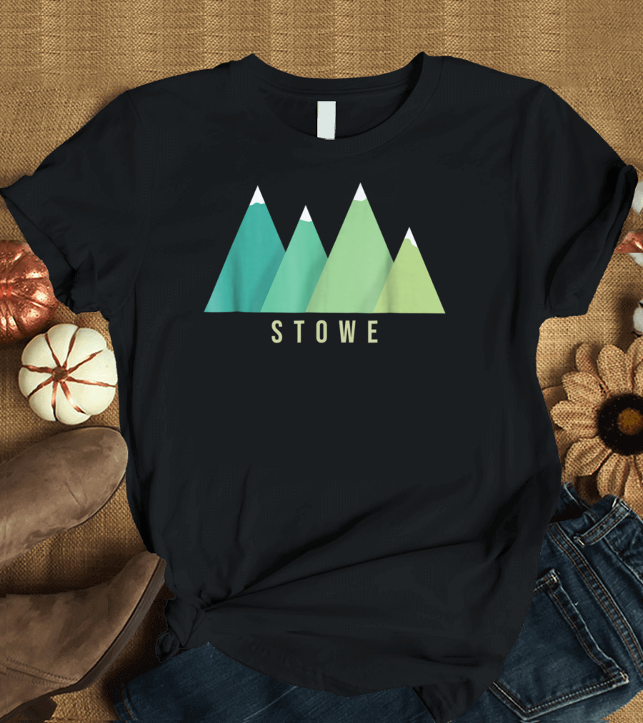 Stowe Vermont Mountain Hiking Graphic Triangular Peaks T-Shirt