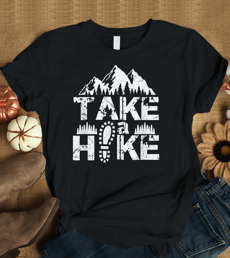 Take a Hike Boot Print Mountain Forest Adventure T-Shirt