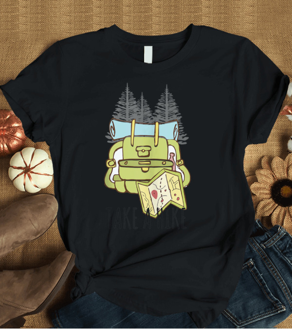 T-Shirt: Take A Hike Backpacker Map Adventure with Pine Trees T-Shirt Take A Hike Backpacker Map Adventure with Pine Trees T-Shirt