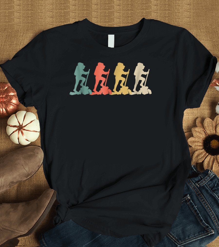 Vintage Hiking Colorful Silhouettes Men T-Shirt