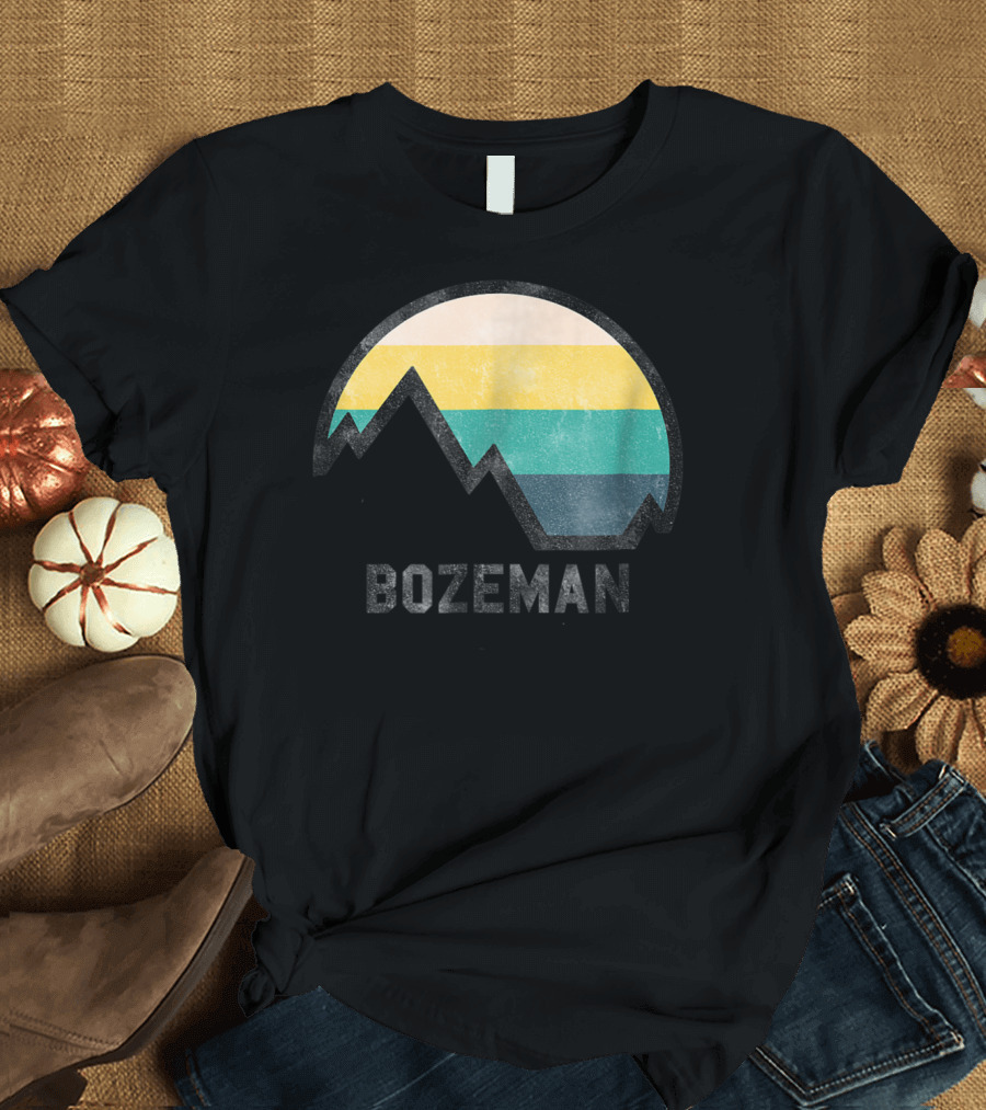 Bozeman Montana Retro Mountain Stripes T-Shirt