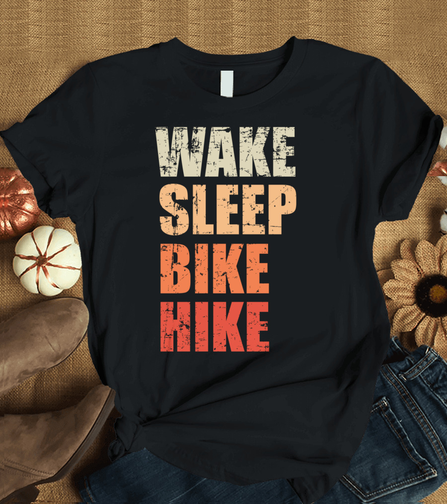 Wake Sleep Bike Hike Mountain Summer Adventure T-Shirt