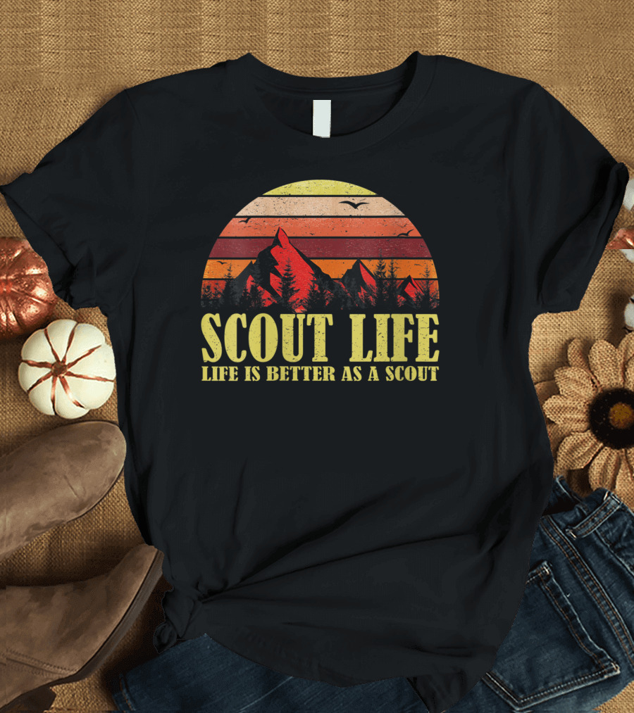 Scout Life Is Better As A Scout Mountain Sunset Adventure T-Shirt