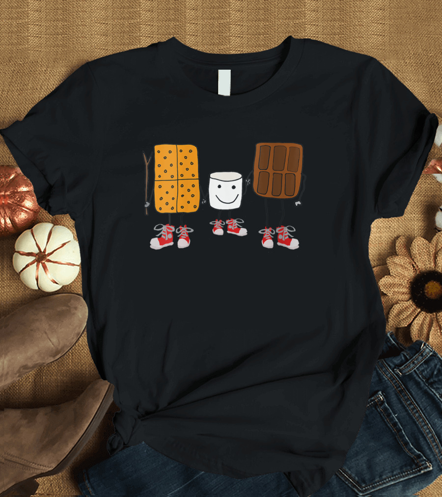 Smilestank Funny Smores Camping Marshmallow Chocolate Graham Crackers with Stick T-Shirt