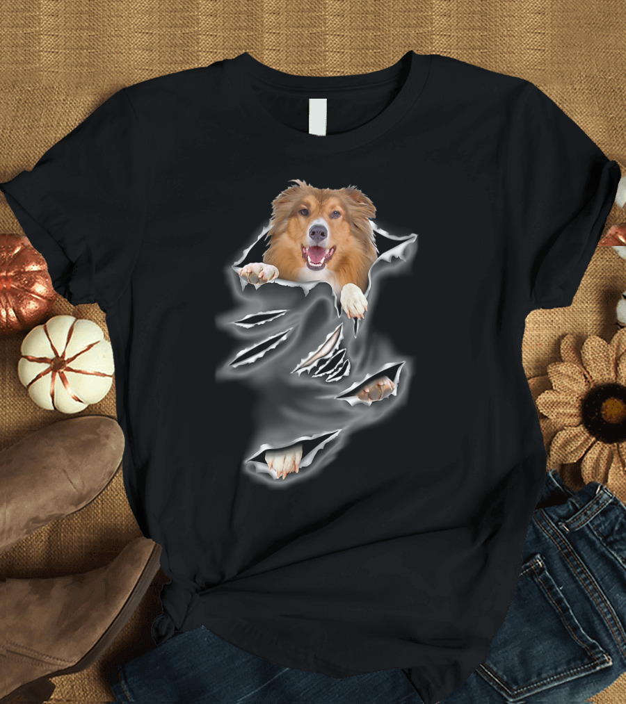 Rough Collie Torn Pocket Scratch T-Shirt
