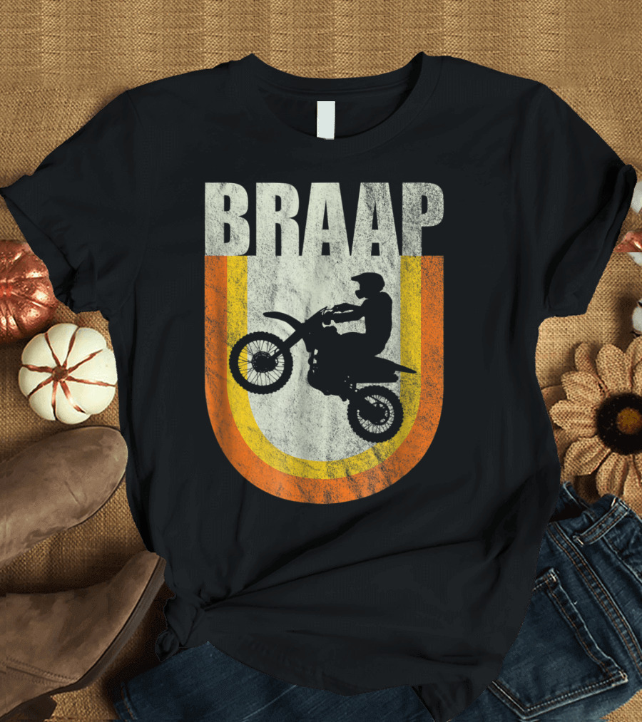 Vintage 70S Motocross Braap Dirt Bike Rider Retro Classic T-Shirt