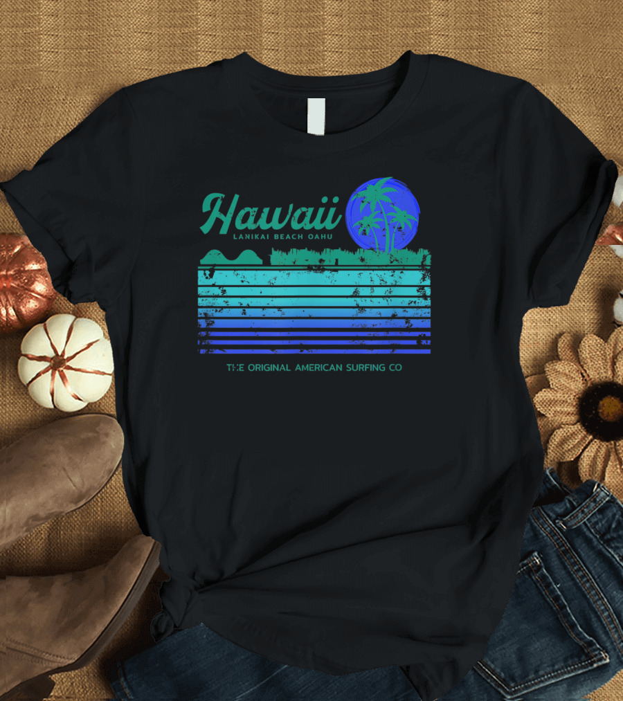 Hawaii Lanikai Beach Oahu The Original American Surfing Co Vintage Classic 80s T-Shirt