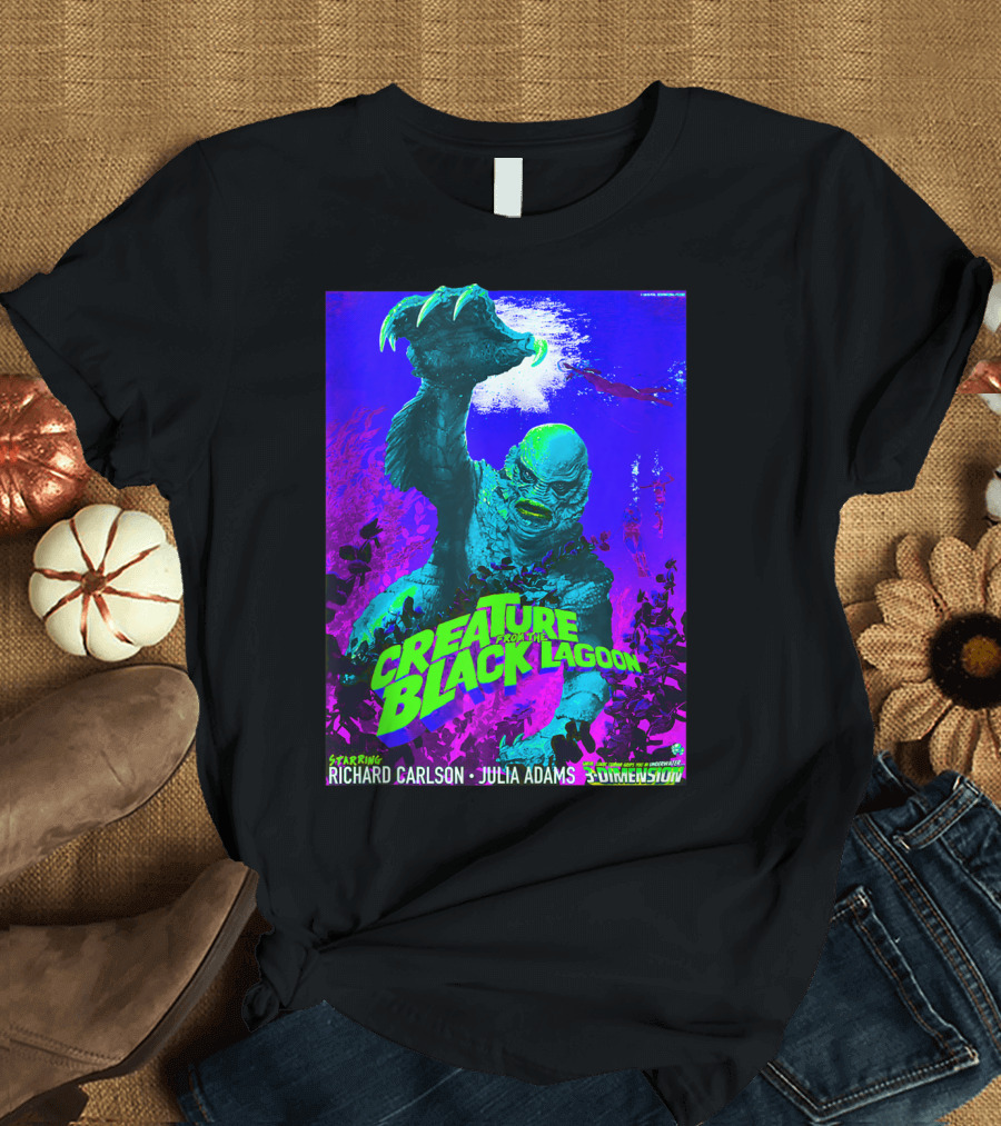 Creature from the Black Lagoon Vintage Richard Carlson Julia Adams 3 Dimension Classic Horror T-Shirt
