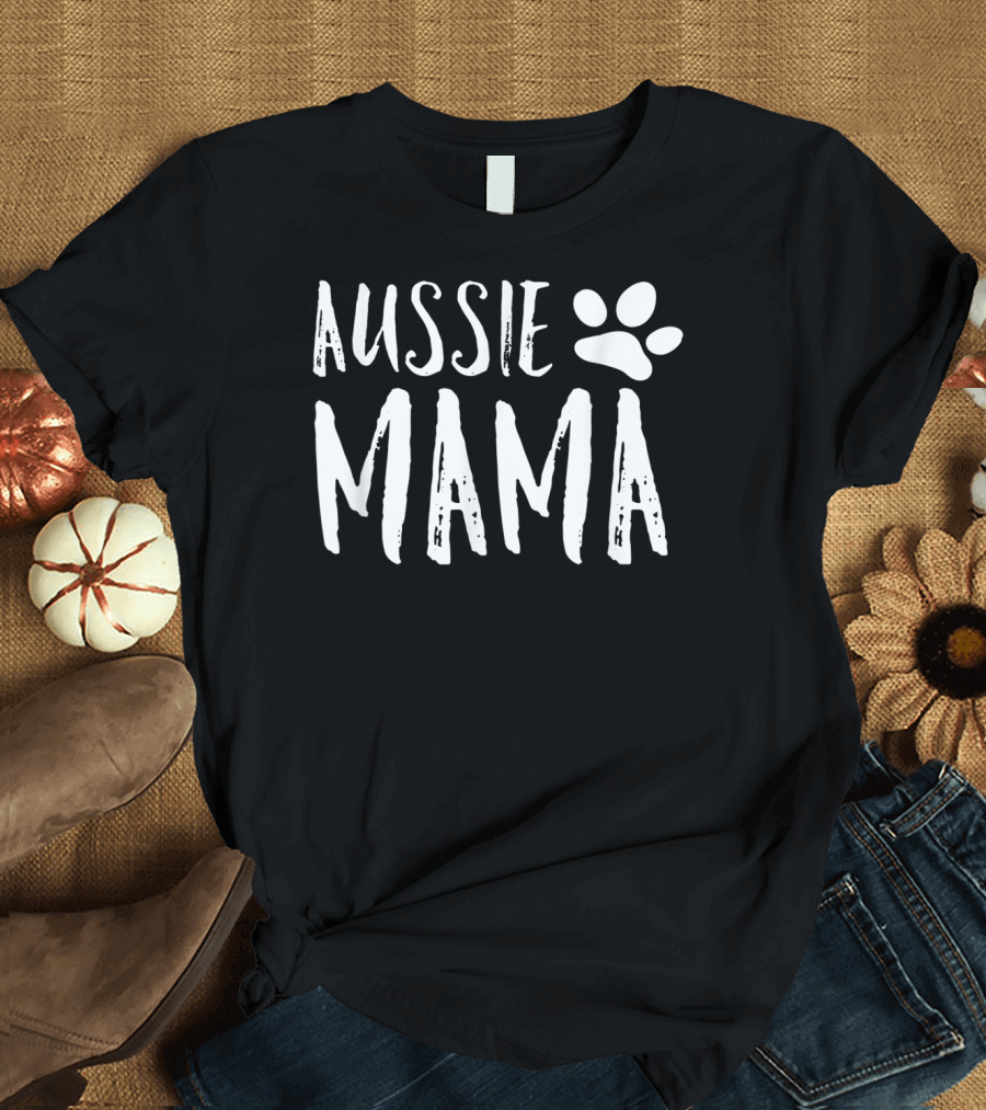 Aussie Mama Australian Shepherd Paw Prints T-Shirt