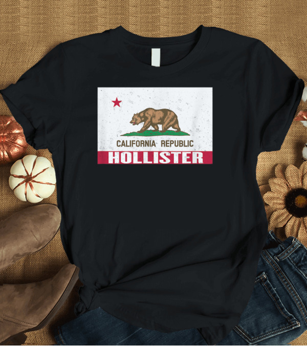 T-Shirt: Hollister California Republic Distressed Flag Bear T-Shirt Hollister California Republic Distressed Flag Bear T-Shirt