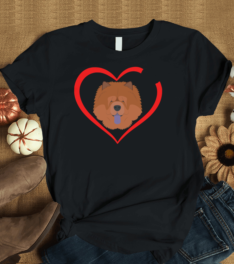 Chow Chow Heart Paw Print Graphic Dog T-Shirt