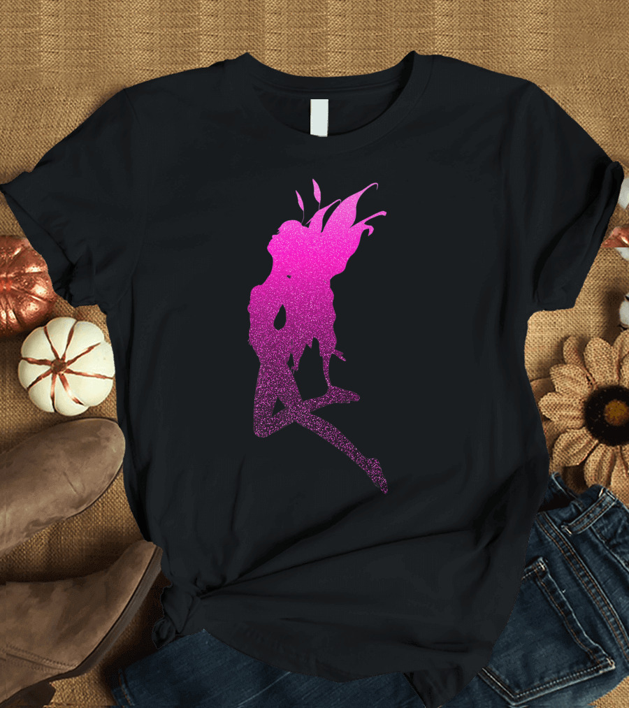 Magical Glittery Pink Fairy Silhouette Distressed Cute Fairies Pretty Girl T-Shirt