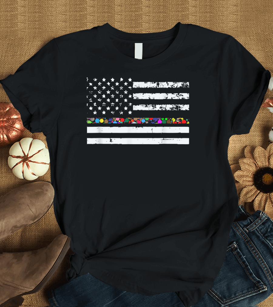 Dot Day Colorful American Flag T-Shirt