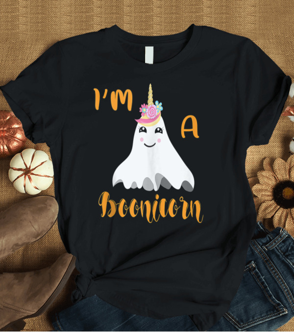 T-Shirt: I'm a Boonicorn Funny Cute Halloween Unicorn Ghost with Flowers T-Shirt I'm a Boonicorn Funny Cute Halloween Unicorn Ghost with Flowers T-Shirt