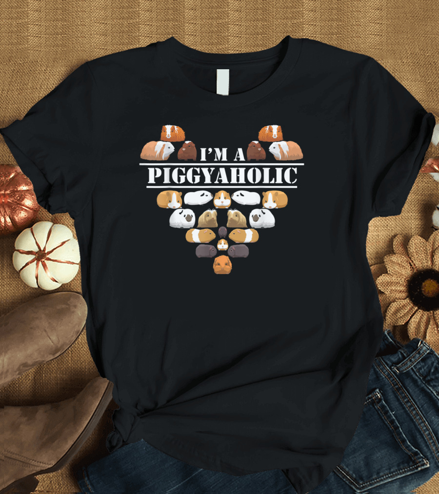 I'm a Piggyaholic Guinea Pig Lover Cute Hearts T-Shirt