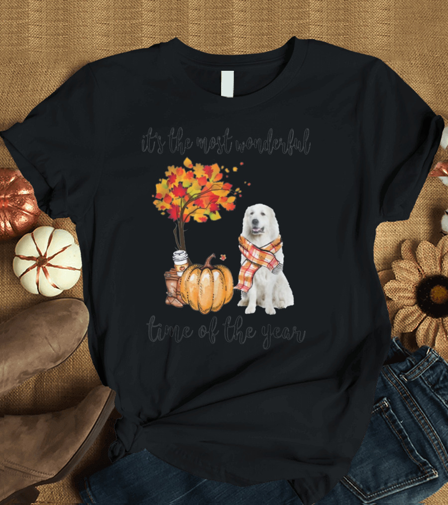 It's The Most Wonderful Time Of The Year Great Pyrenees Autumn Pumpkin Tree Scarf T-Shirt