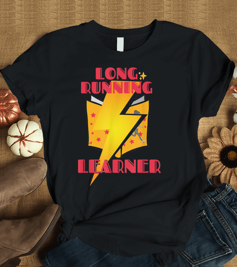 Long Running Learner Bold Lightning Book Star Runner T-Shirt