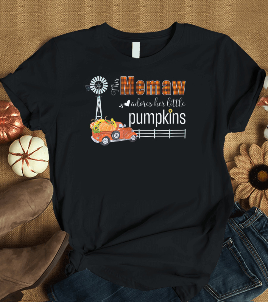 This Memaw Adores Her Little Pumpkins Windmill Truck Fence T-Shirt