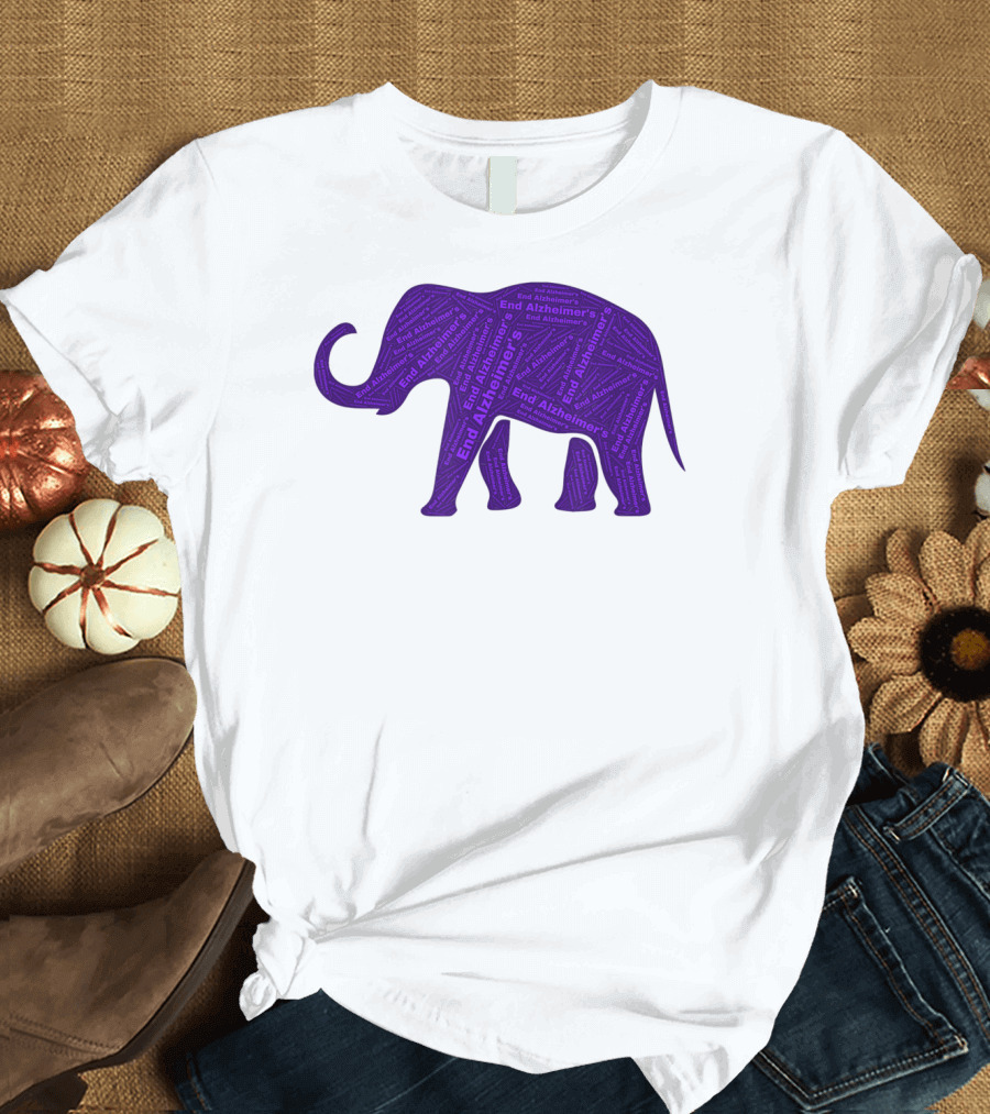 End Alzheimers Purple Elephant Awareness T-Shirt