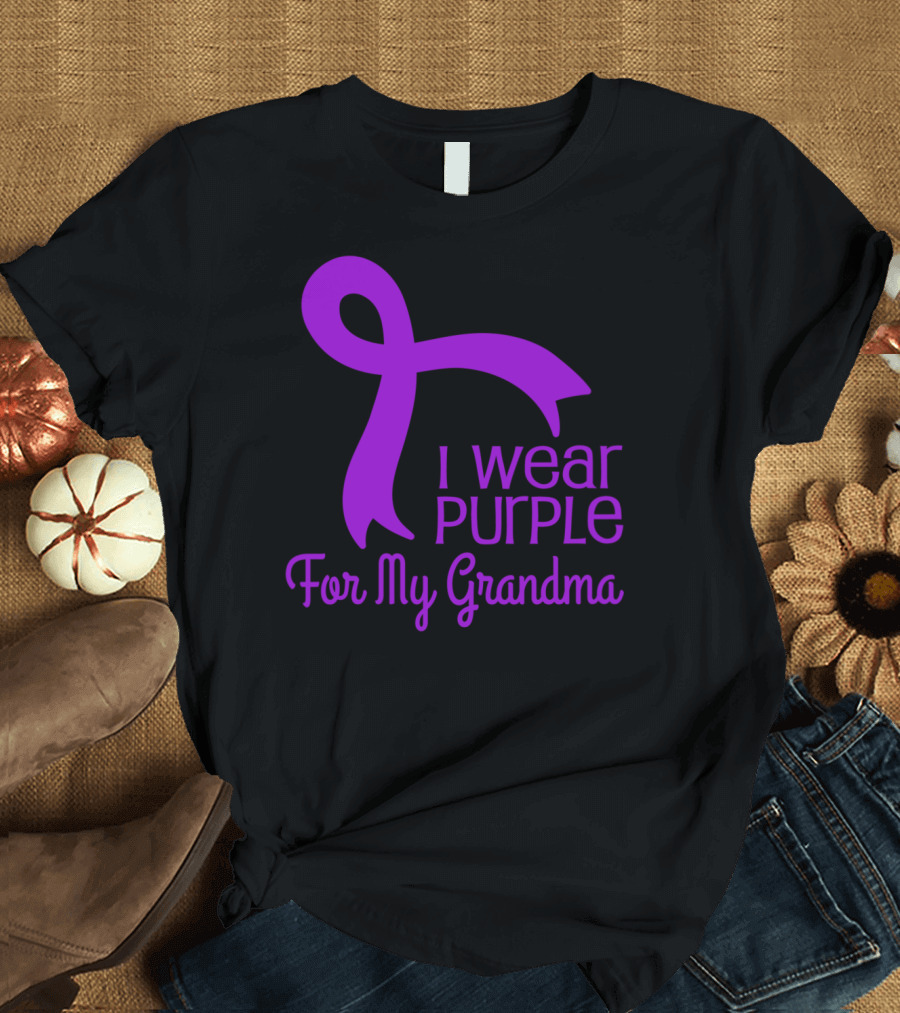 I Wear Purple Ribbon For My Grandma Alzheimer's Awareness T-Shirt