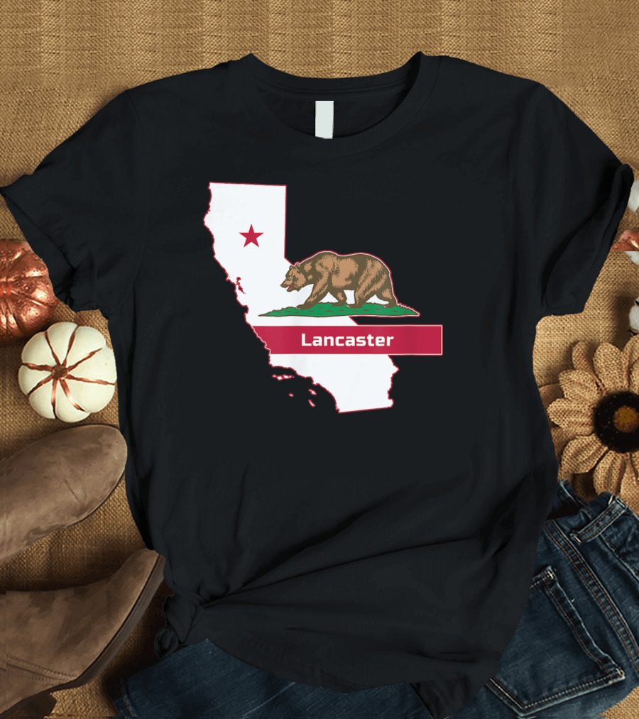 Lancaster Bear California State Flag Map T-Shirt